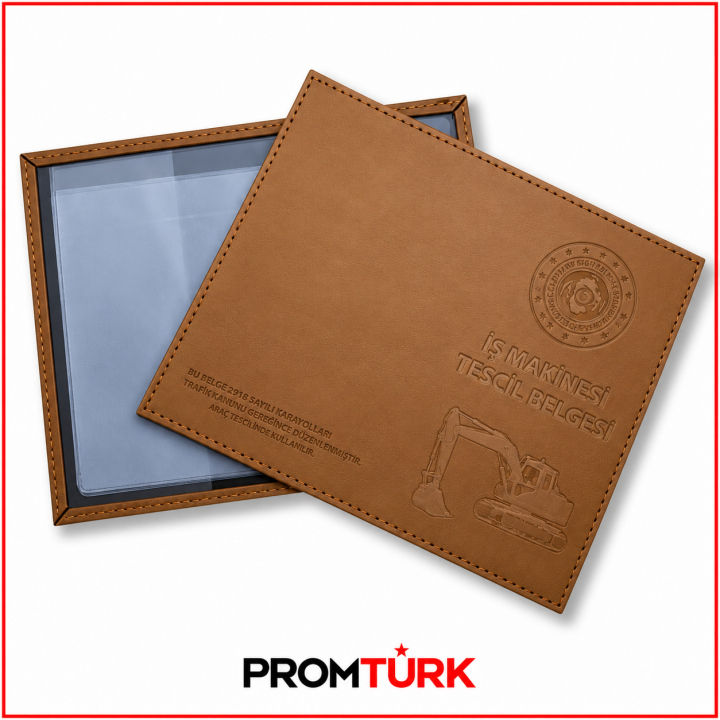 Taba Suni Deri Dikişli Logo Baskılı Promosyon Ruhsat Kabı